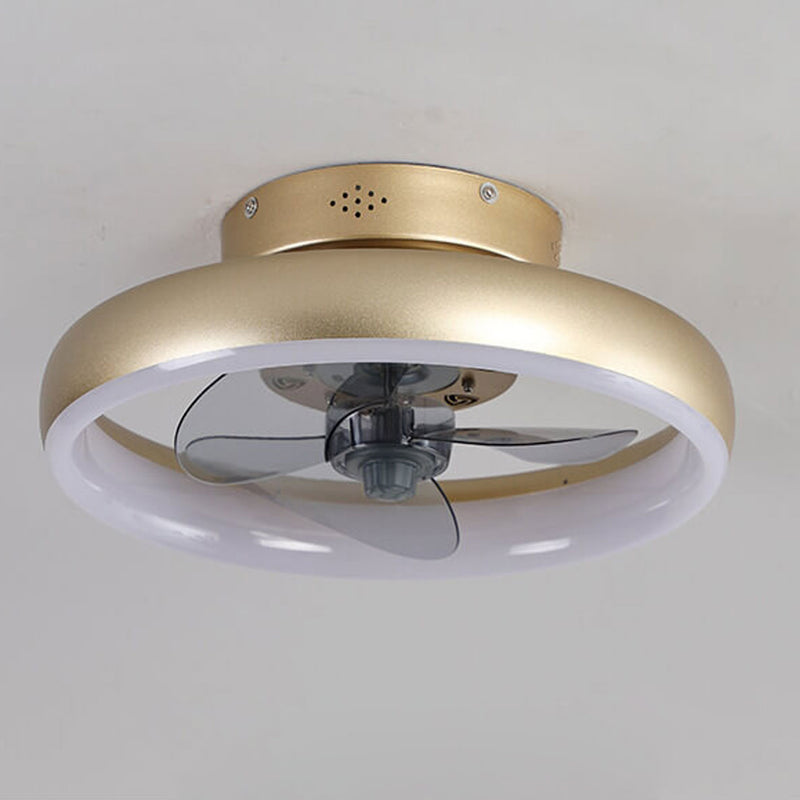 Nordic Light Luxury Round Wrought Iron LED Flush Mount Ceiling Fan Light