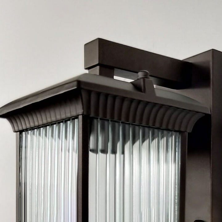 Aplique de pared exterior impermeable moderno y minimalista de aluminio y vidrio cuadrado de 1 luz para jardín 
