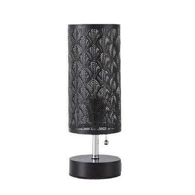 Lampe de table à 1 lumière en tissu de fer creux à colonne créative 