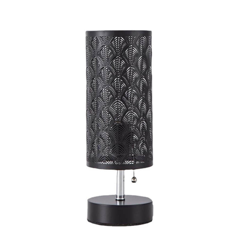 Lampe de table à 1 lumière en tissu de fer creux à colonne créative 