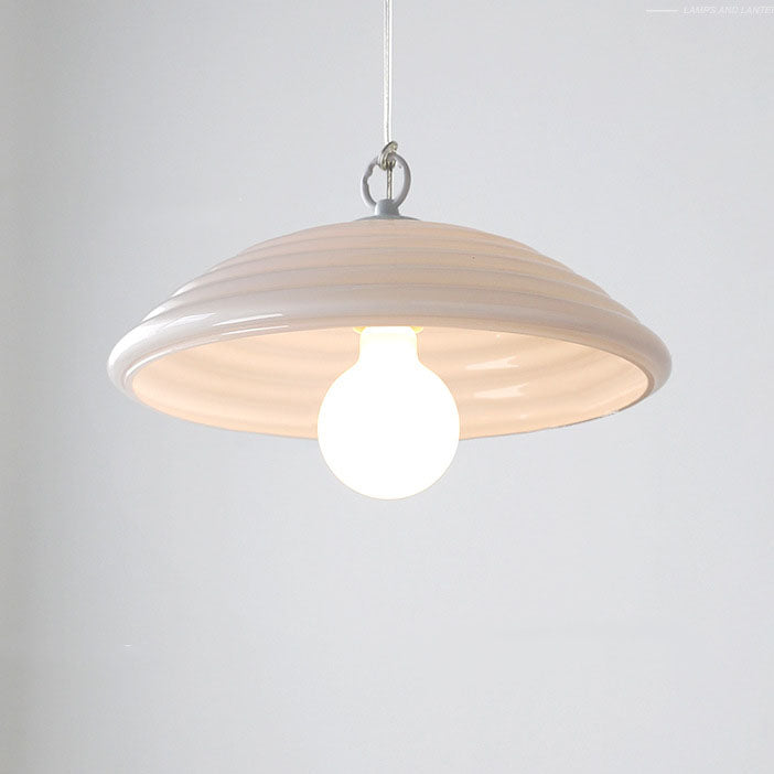 Nordic Vintage Striped Glass Round Dome 1-Light Pendant Light