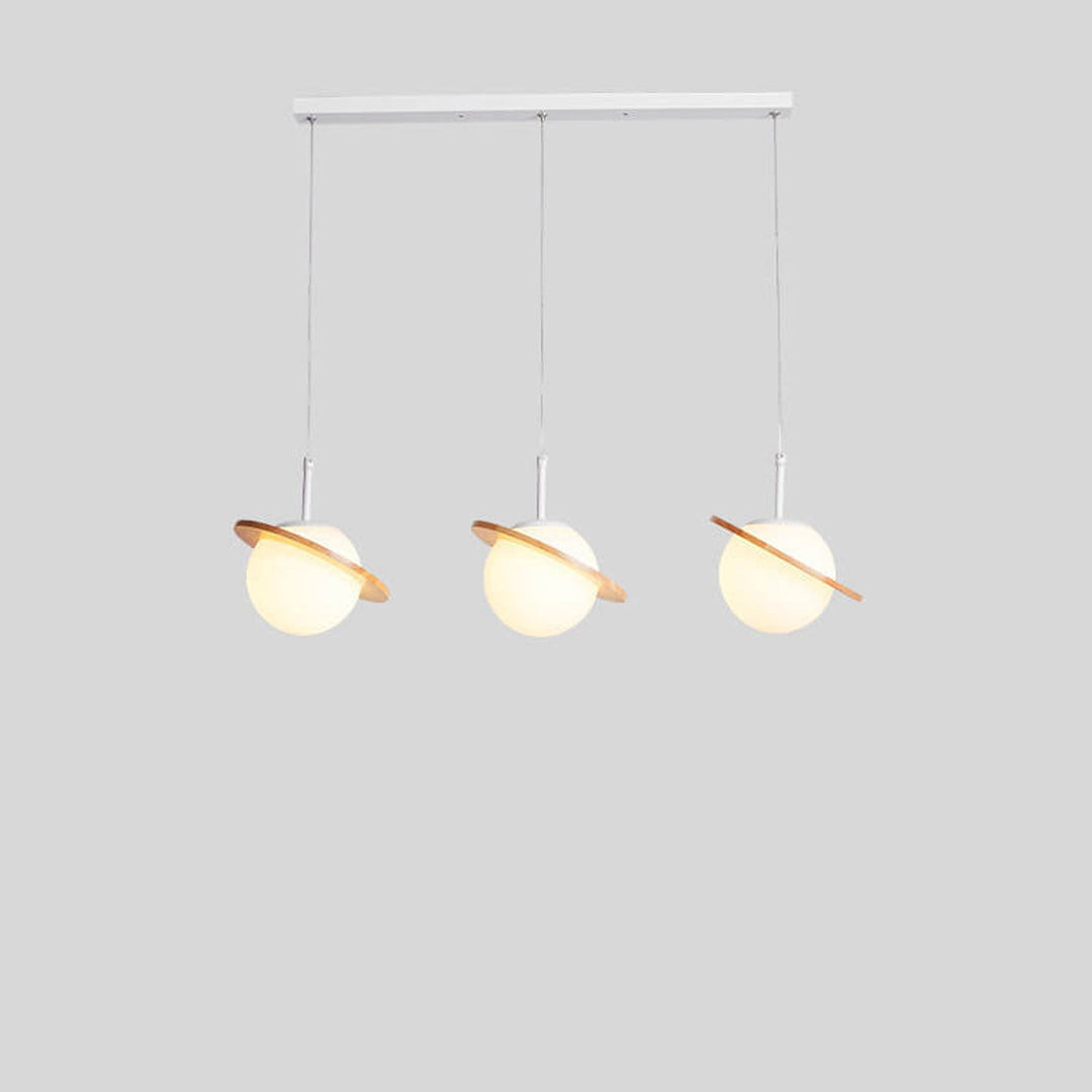 Lámpara de Araña de Vidrio Blanco Lechoso de Madera Nórdica 1/3 Luces 