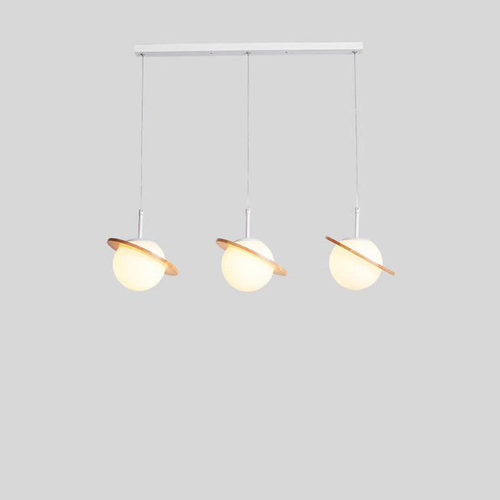 Lámpara de Araña de Vidrio Blanco Lechoso de Madera Nórdica 1/3 Luces 