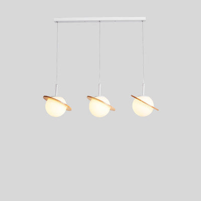 Nordic Wooden Planet Milk White Glass 1/3 Light Kronleuchter