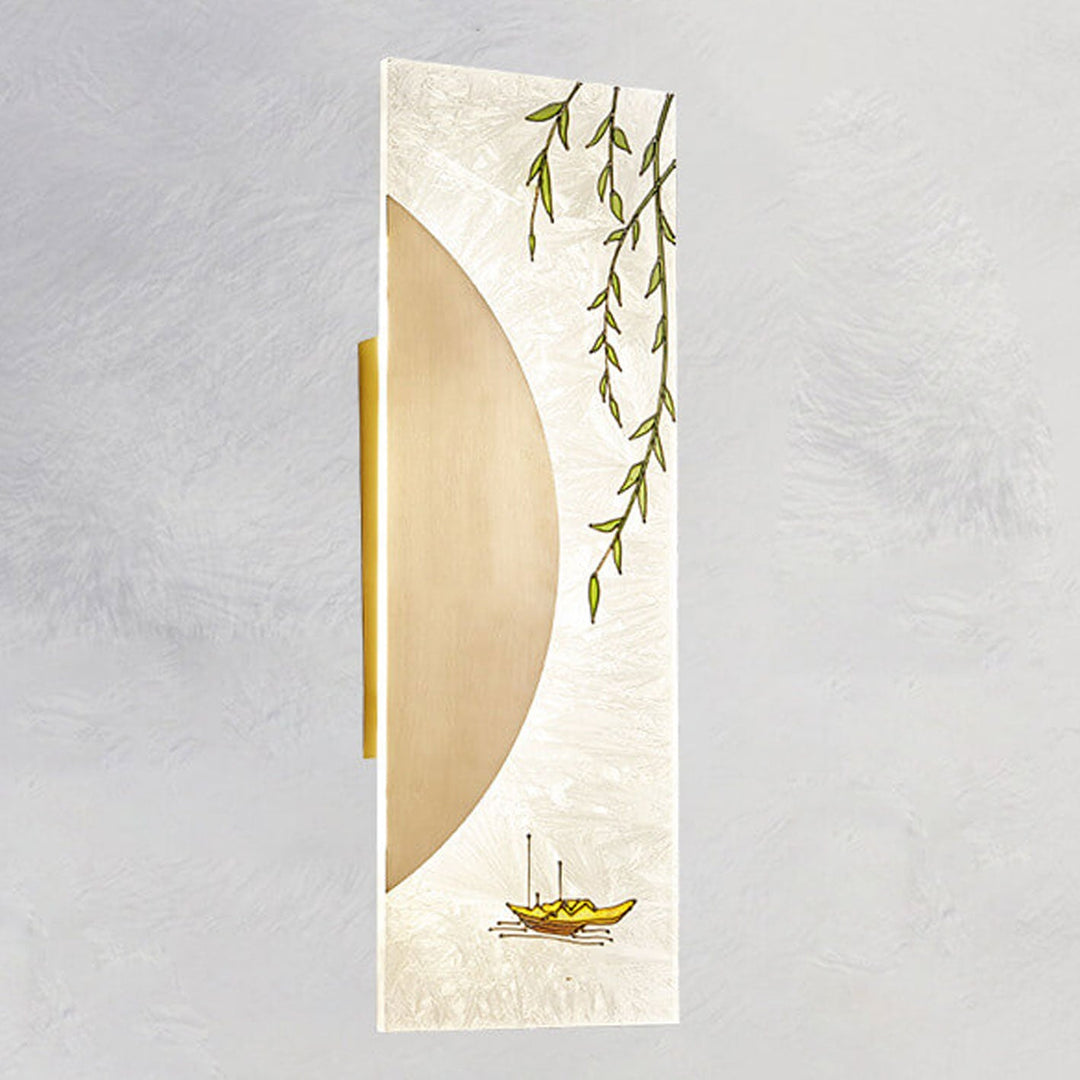 Nouveau style chinois applique murale LED design ultra-mince en cuivre complet 