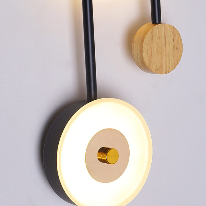 Aplique de pared LED con anillo acrílico de madera redonda creativa nórdica 