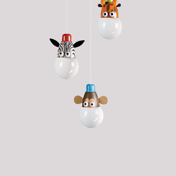 Contemporary Creative Acrylic Cartoon Animal Hardware Frame 3-Light Kids Chandelier For Bedroom