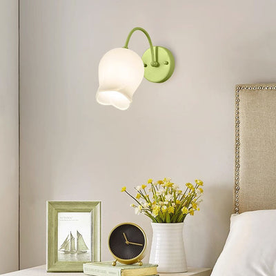 Modern Simplicity Flower Iron Glass 1-Light Wall Sconce Lamp For Bedroom