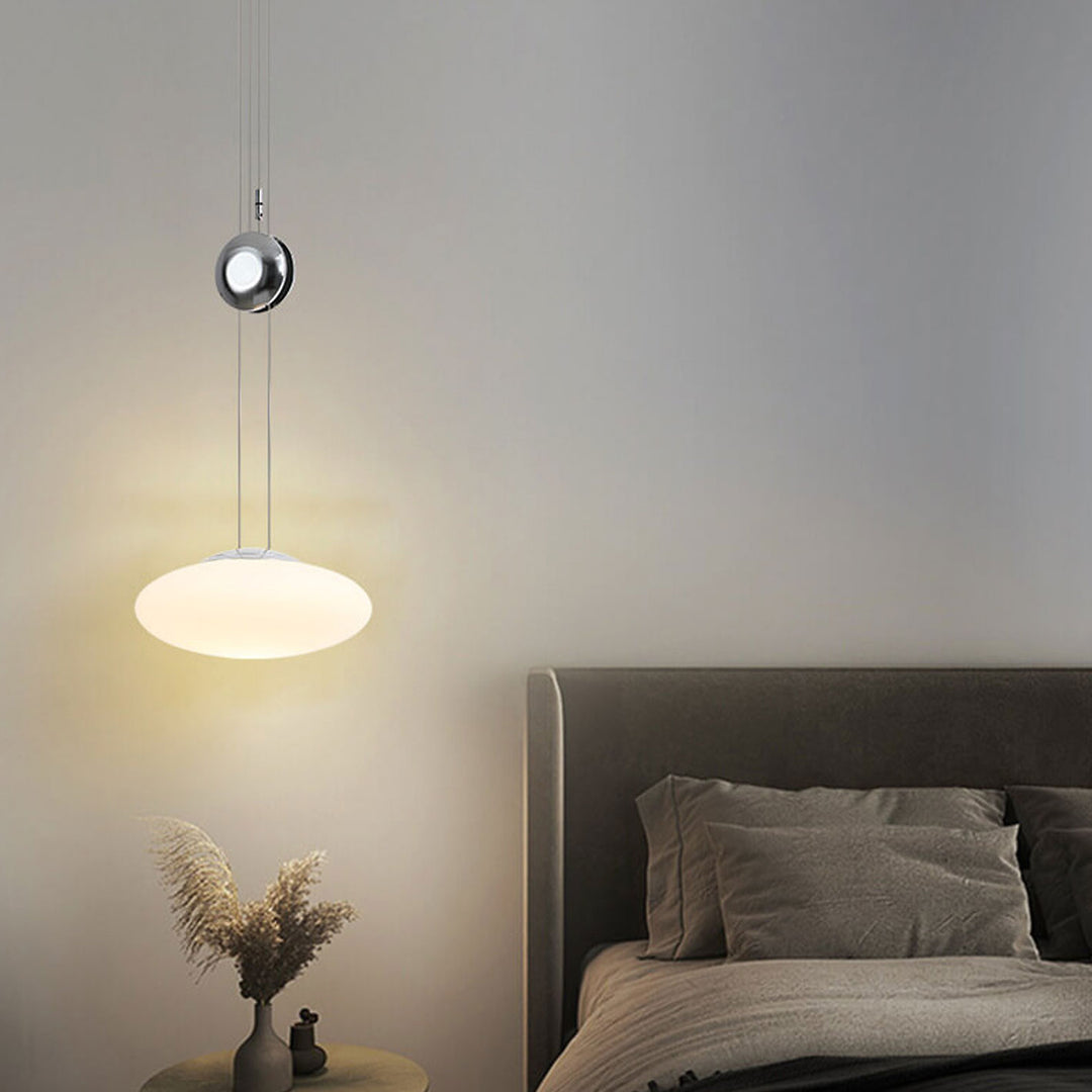 Luz colgante LED plana redonda de vidrio con hardware de lujo nórdico 