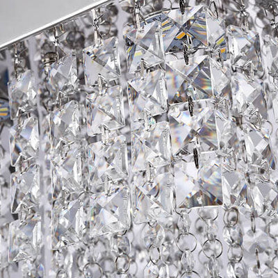 Modern Light Luxury Square Stainless Steel Crystal Lampshade LED Flush Mount Ceiling Light