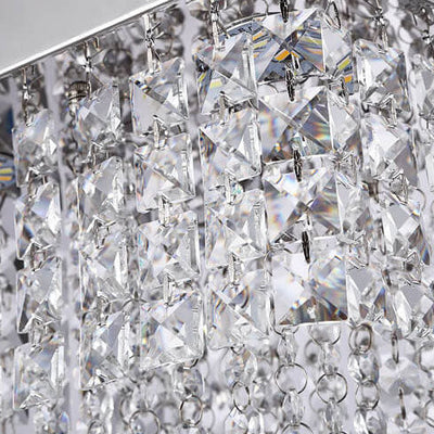 Plafonnier LED moderne carré en acier inoxydable avec abat-jour en cristal 