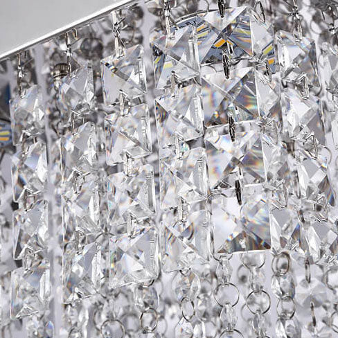 Plafonnier LED moderne carré en acier inoxydable avec abat-jour en cristal 