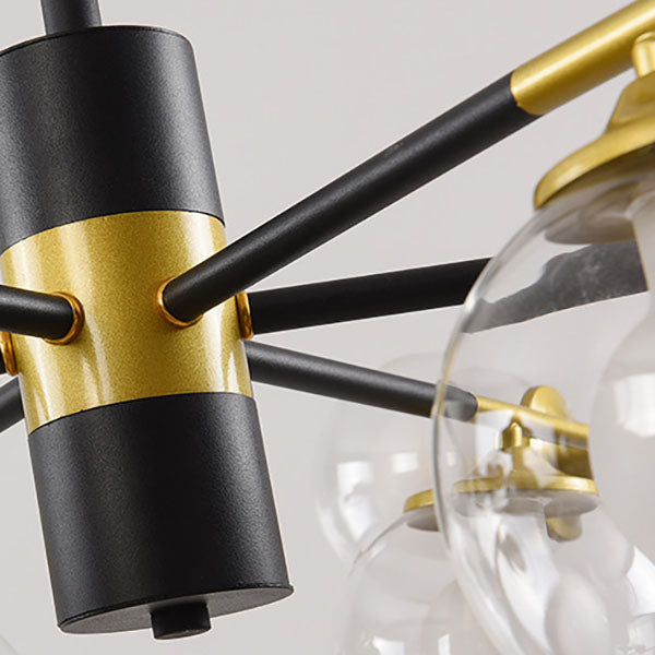 Moderner minimalistischer LED-Kronleuchter aus rundem Glas mit Eisen 
