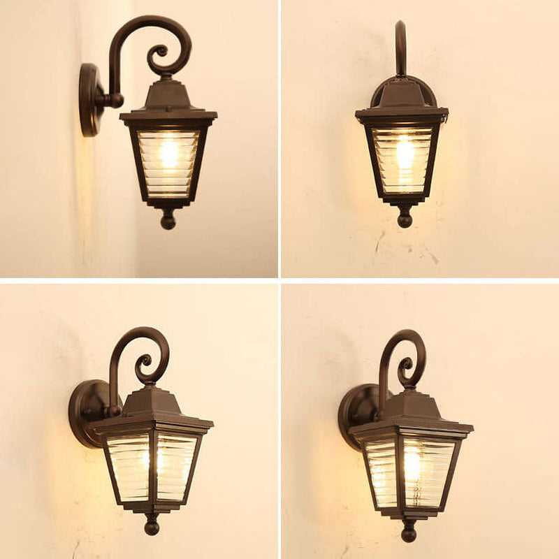 Applique murale à une lumière avec cage carrée en verre rayé d&