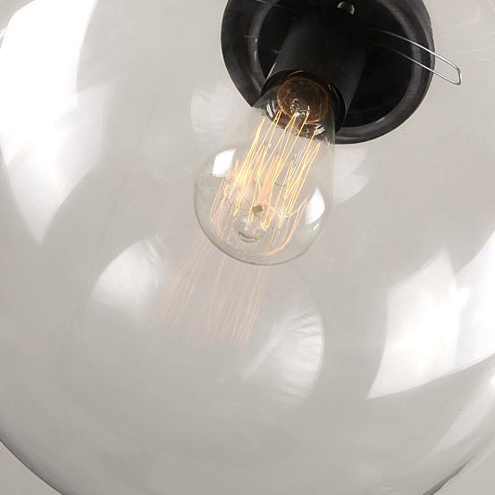 Contemporary Industria Clear Glass Iron Orb 1-Light Pendant Light For Living Room