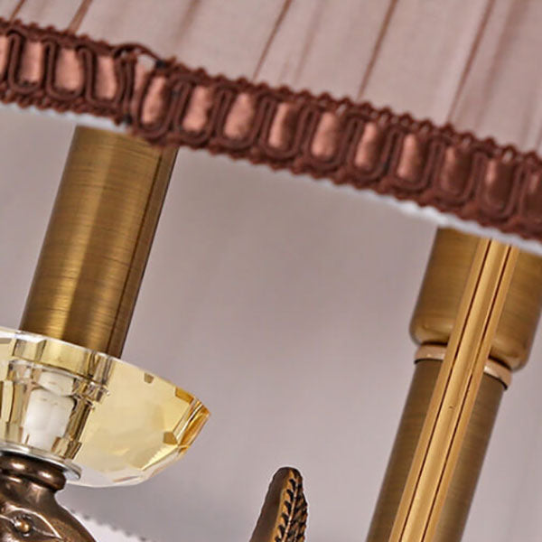Lampe de table moderne avec abat-jour en tissu de luxe, base en cristal, 3/4 lumières 