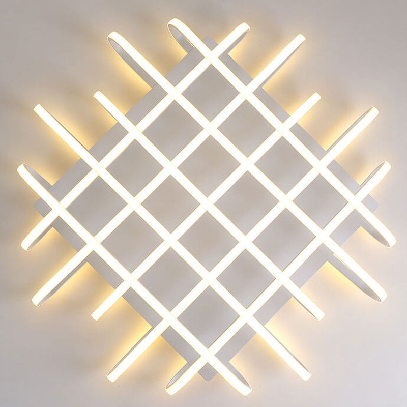 Modern Minimalist Braided Rectangle LED Flush Mount Ceiling Light