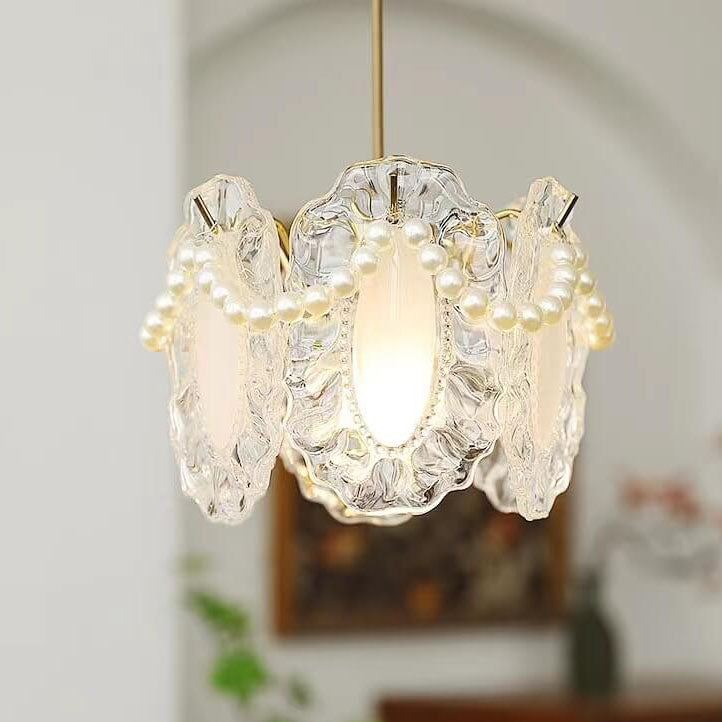 French Light Luxury Hardware Lampe suspendue à 1 lumière en verre 