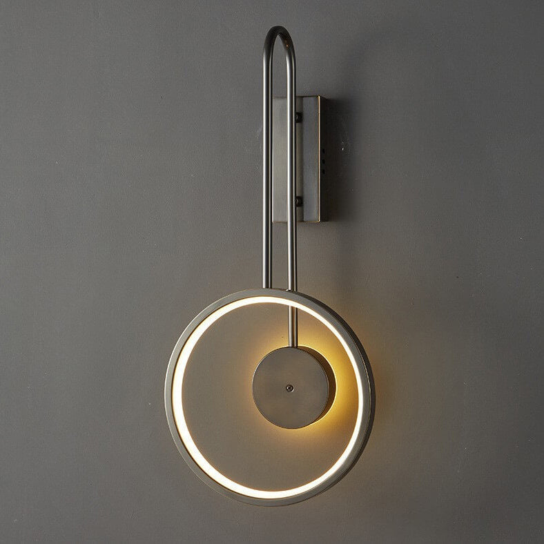 Minimalist Light Luxury Copper Circle Long Arm LED Wall Sconce Lamp