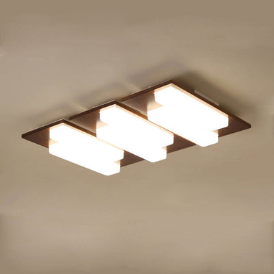 Nordic Creative Walnut Acrylic Rectangular LED Flush Mount Ceiling Light