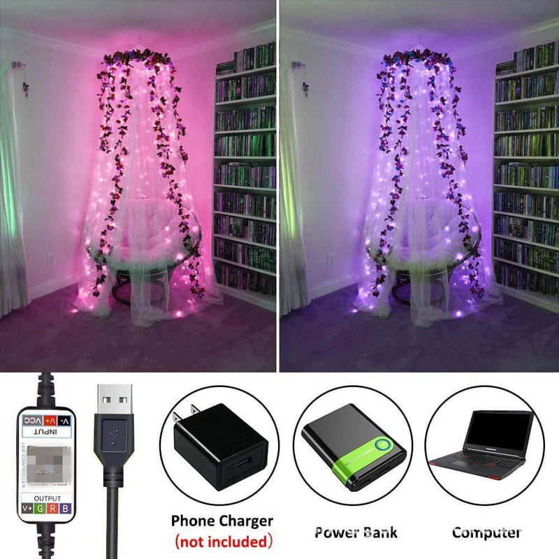 Guirlandes Lumineuses Décoratives Intelligentes Musique USB Bluetooth Application Fil de Cuivre Lumières Décoratives 