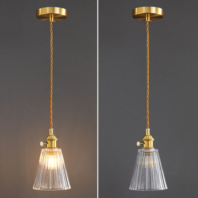 Modern Luxury Glass Bell Shade Brass 1-Light Pendant Light