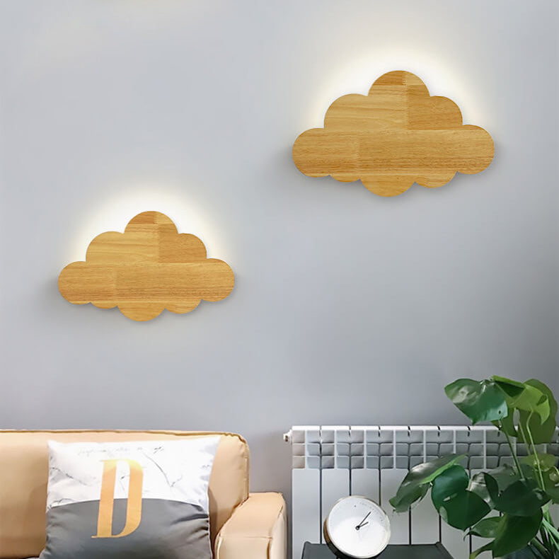 Nordic Minimalist Creative Cloud Wood 1-Light Wall Sconce Lamp