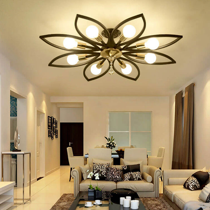 Nordic Light Luxury Wrought Iron Crystal 6/8-Light Flush Mount Ceiling Light