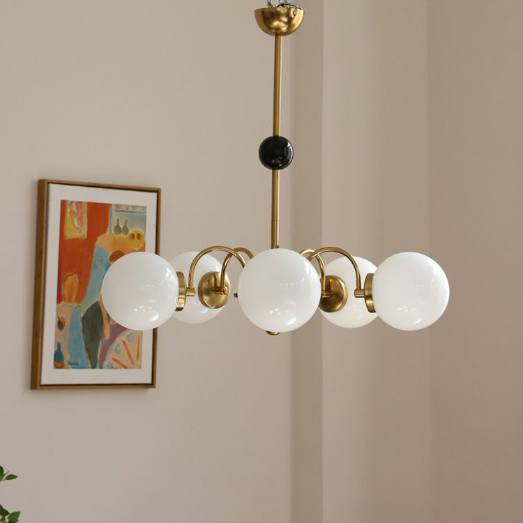 Lustre en verre cuivre traditionnel français Orb 3/4/5 lumières pour salon 