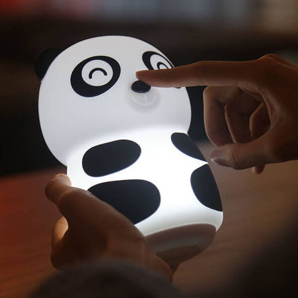 Lámpara de mesa de luz nocturna LED de silicona creativa con forma de panda de dibujos animados 