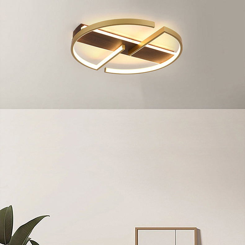 ضوء السقف LED المثبت على السطح بتصميم حلقي هندسي وحبيبات خشبية تقليدية صينية مزيفة لغرفة المعيشة 