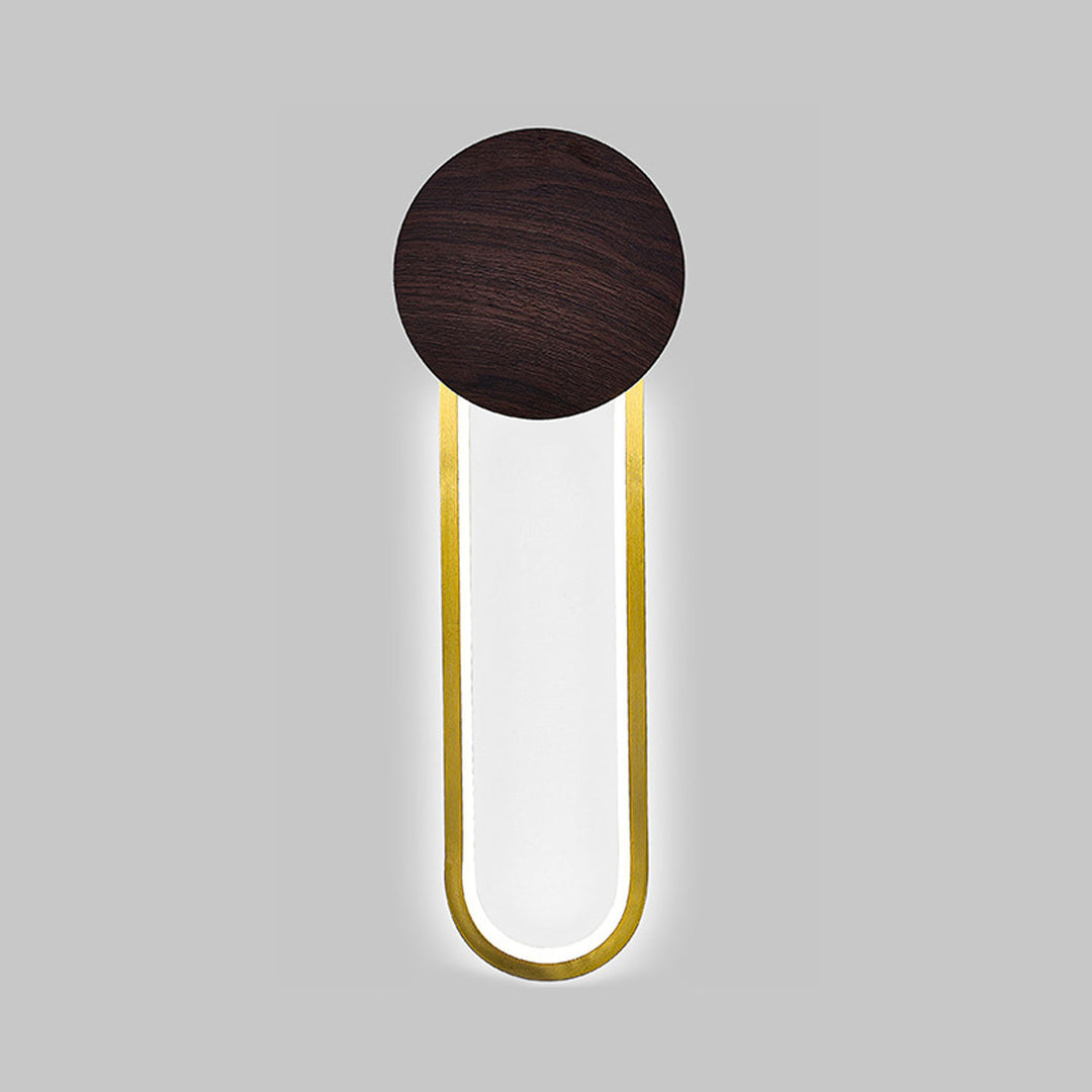 Lámpara de pared LED de hierro forjado redonda de grano de madera minimalista moderna 