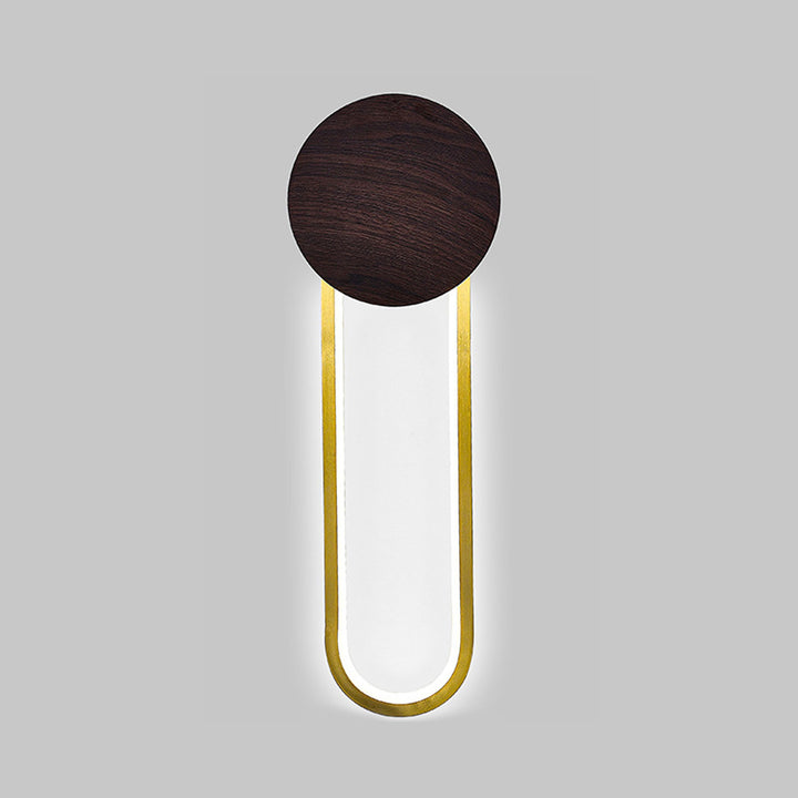 Lámpara de pared LED de hierro forjado redonda de grano de madera minimalista moderna 