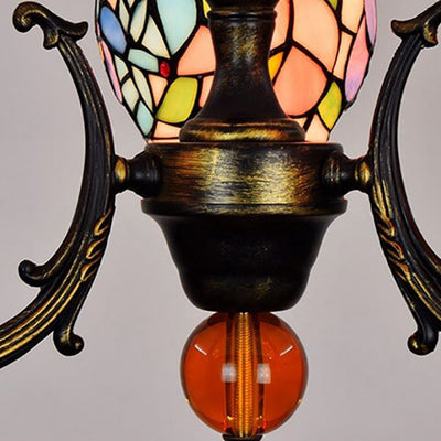 European Style Tiffany Baroque Bell Stained Glass 3-Light Chandelier