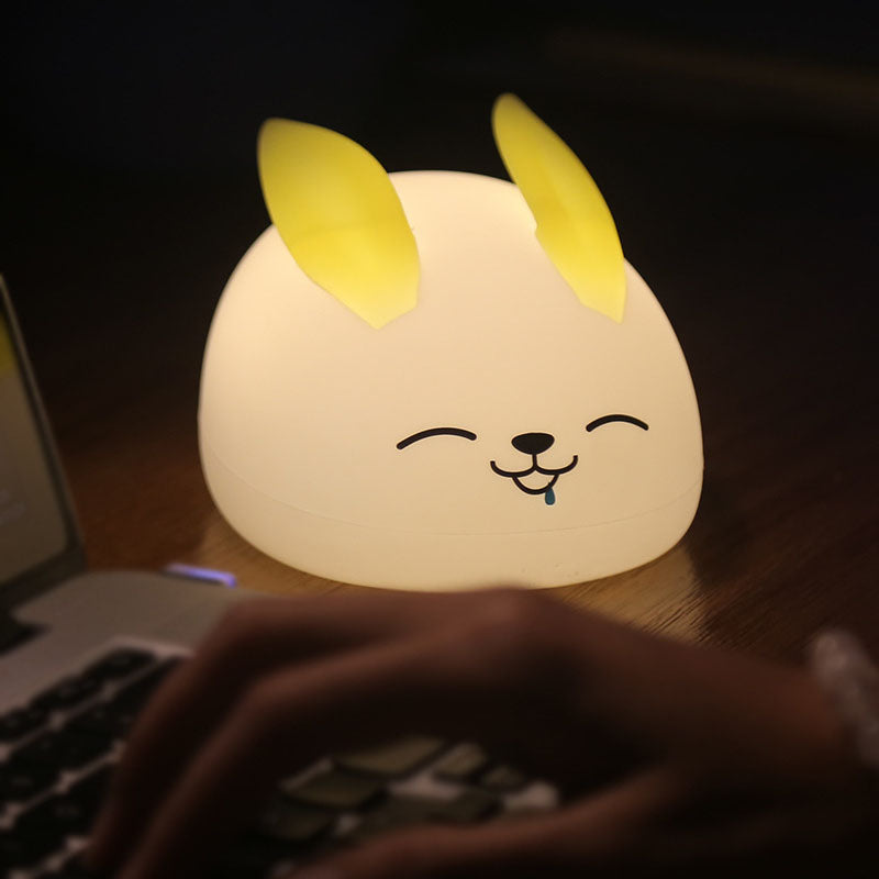 Lámpara de Mesa de Luz Nocturna LED de Silicona Creativa Moderna Conejo 
