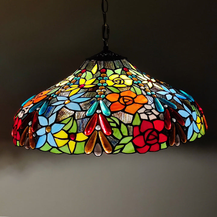 Traditioneller Tiffany-Dom-Wandglas-Rund-Dragonfly-Blumen-2-Licht-Kronleuchter für das Wohnzimmer 