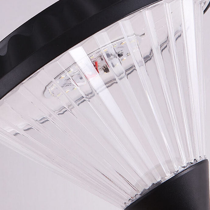 Moderne schwarze Solar-Säule aus Aluminiumguss mit Glas für den Außenbereich, wasserdicht 