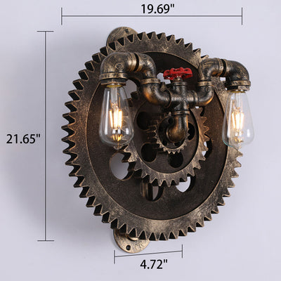 Industrielle kreative zahnradförmige schmiedeeiserne 1/2-Licht-Wandleuchte 