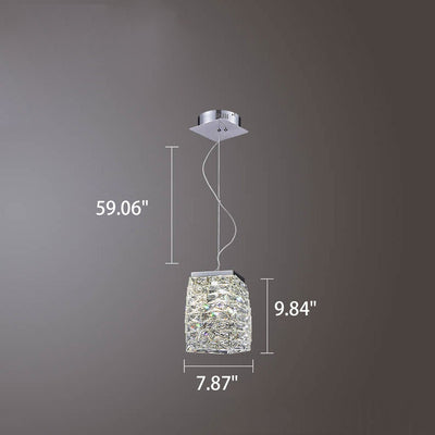 Modern Luxury Crystal Column Stainless Steel LED Pendant Light