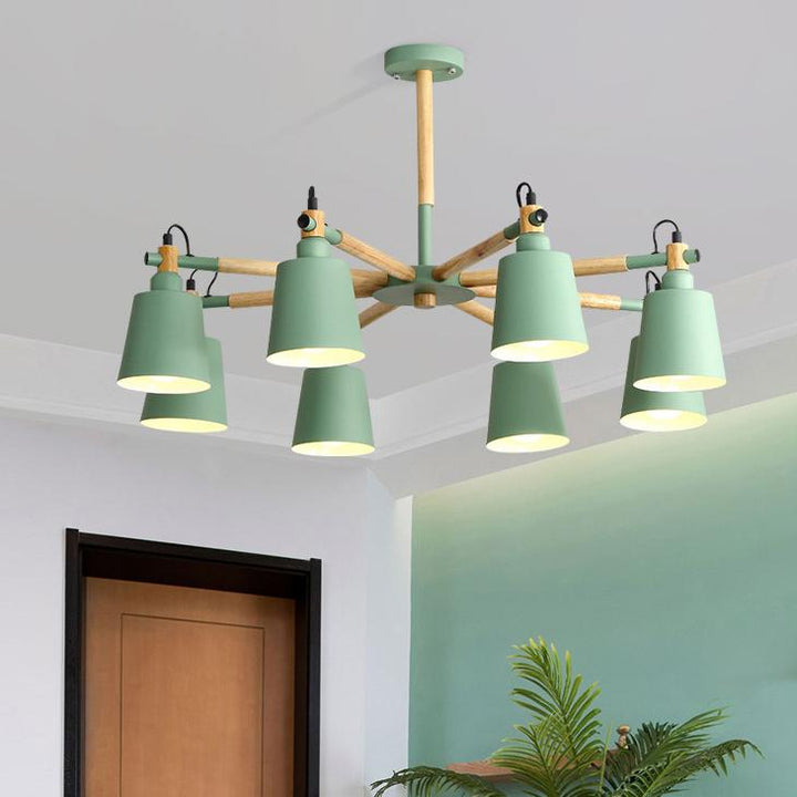 Nordische moderne Mode kreative Massivholz Macaron 3/6/8 Lichter Kronleuchter 