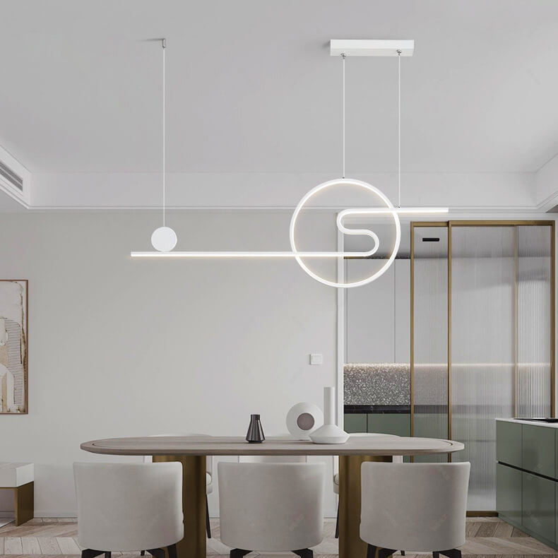 Nordic Minimalist Lines Round Island Light LED Chandelier