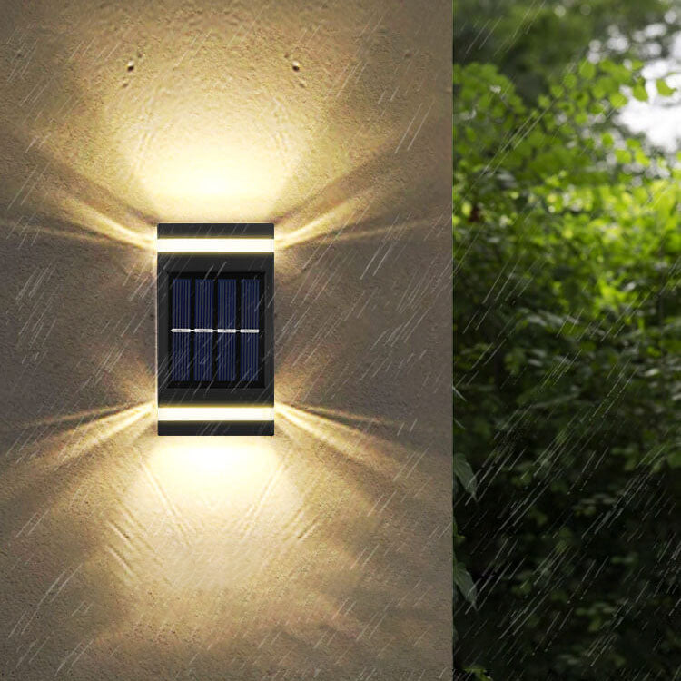 Simple Solar Rectangular Flat LED Outdoor Waterproof Wall Sconce Lamp