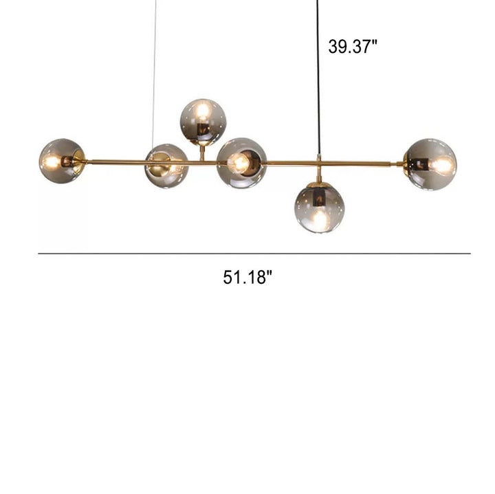 Nordischer minimalistischer bunter Kugel-Hardware-Glas-6-Licht-Insel-Licht-Kronleuchter 