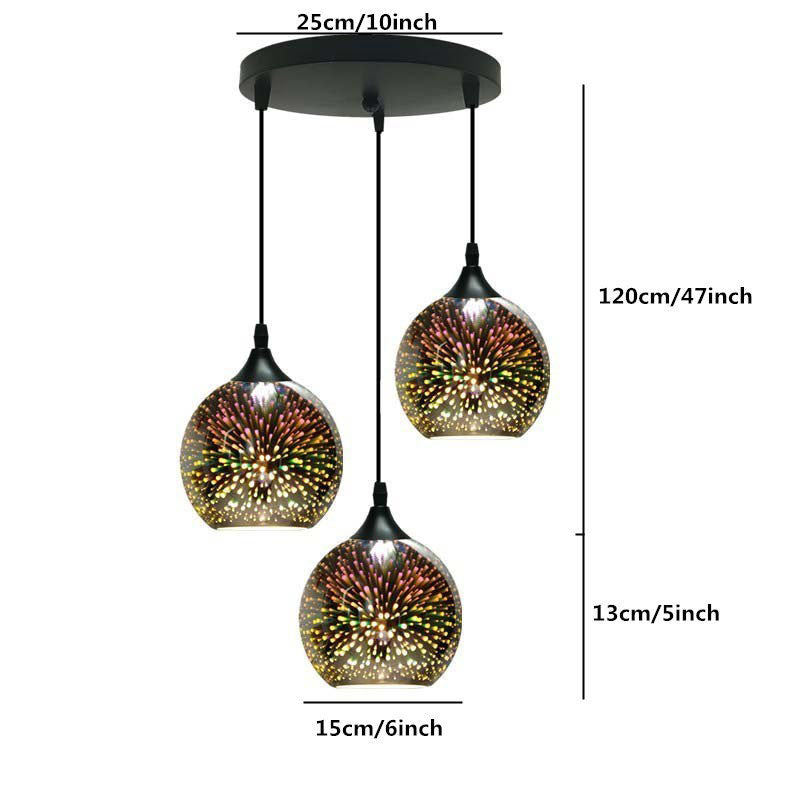 Modern Creative 3D Colorful Fireworks Glass Dome 2/3 Light Island Light Chandelier