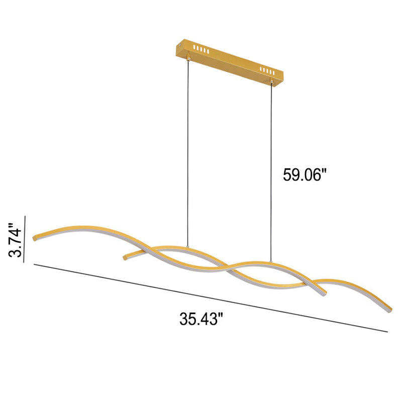 Nordischer minimalistischer Langstreifen-Wellen-Design-Insellicht-LED-Kronleuchter