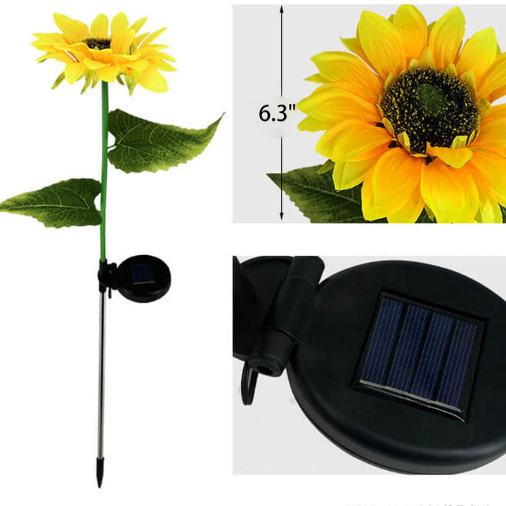 Luz de paisaje para jardín al aire libre con LED de 3 cabezas Solar Sunflower 