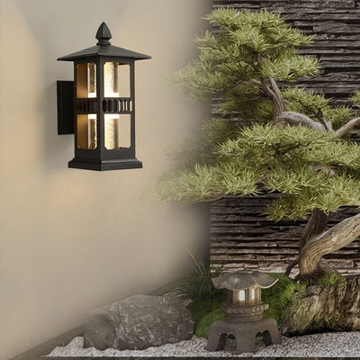 Traditional Chinese Zinc Alloy House Pagoda LED Waterproof Wall Sconce Lamp For Outdoor Patio