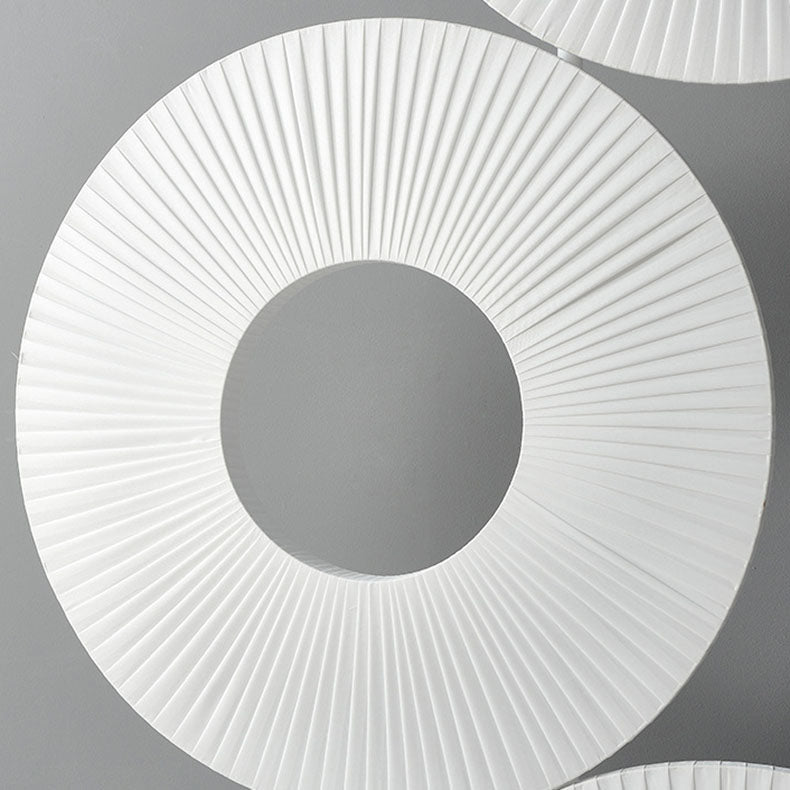 Contemporary Nordic Pleated Fabric Circle Ring Shade Iron Base LED Standing Floor Lamp For Living Room