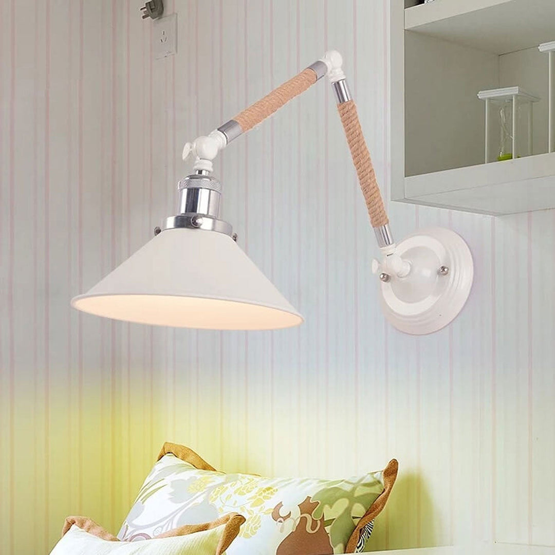 Industrielle Vintage-Twine-gewebte Kegelschirm 1-Licht Wandleuchte 