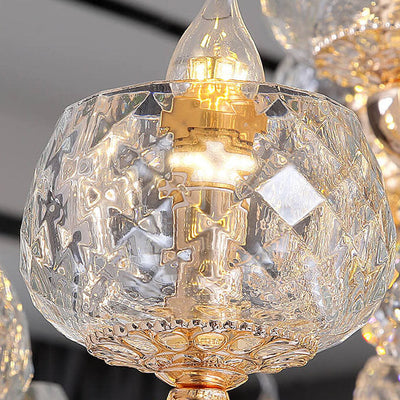 Modern Luxury Round Candelabra Zinc Alloy Crystal 9/11/14/19 Light Chandelier